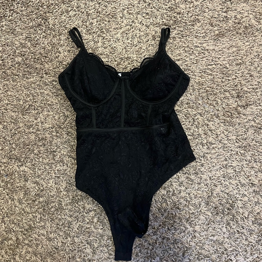 black lace corset bodysuit